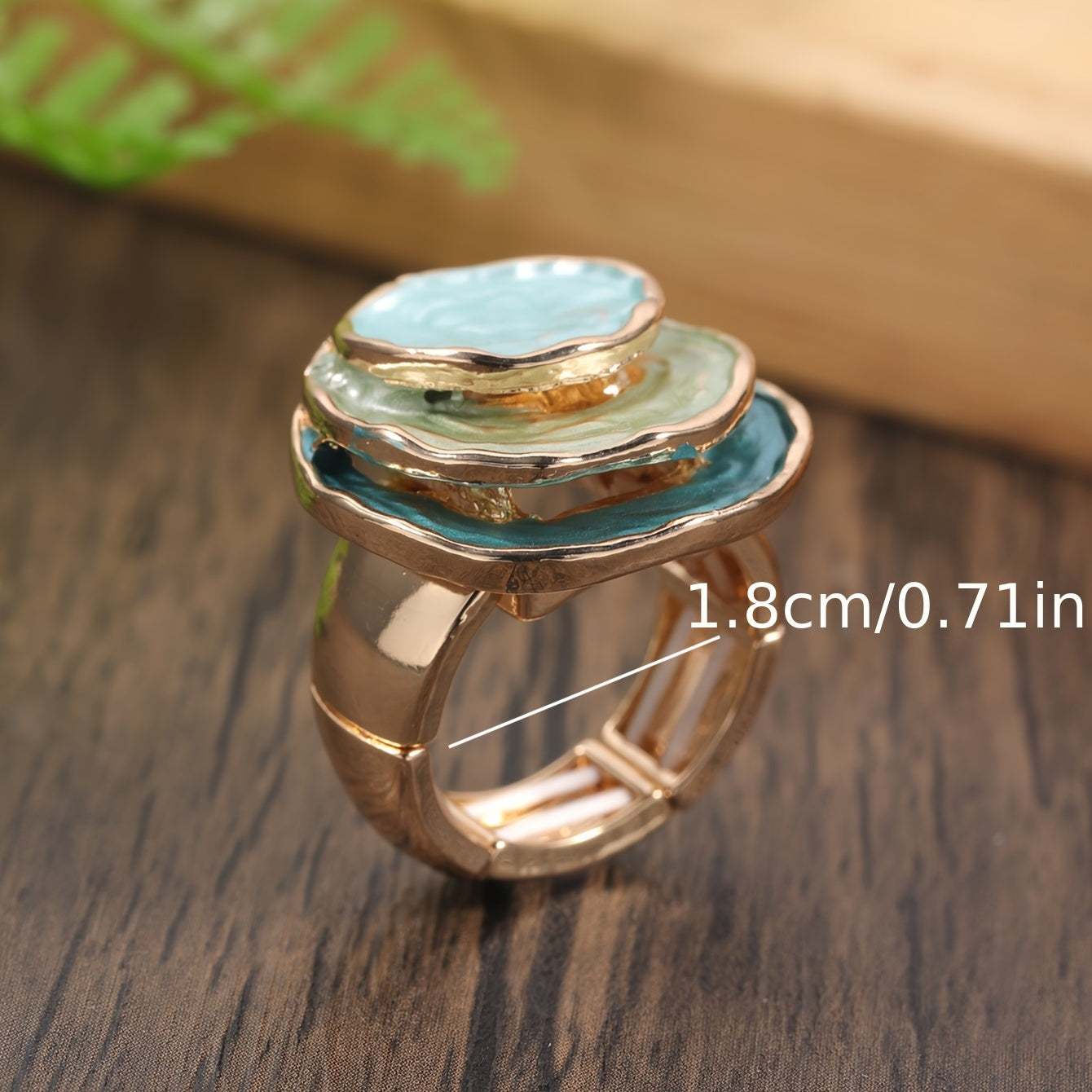 Pierścionek boho trójwarstwowy z emalią